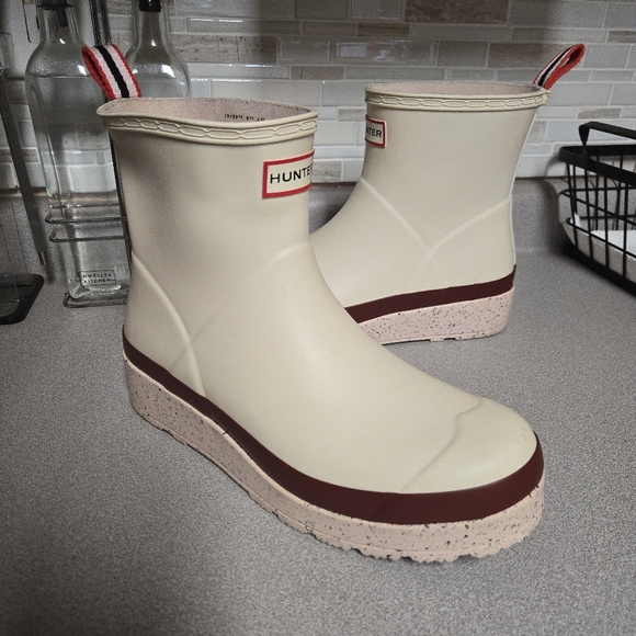 Hunter Original Short Speckle Rain Play Boots Beige/Red - Picture 3 of 13